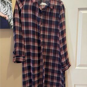 Forever 21 Burgundy Plaid Shirt Dress